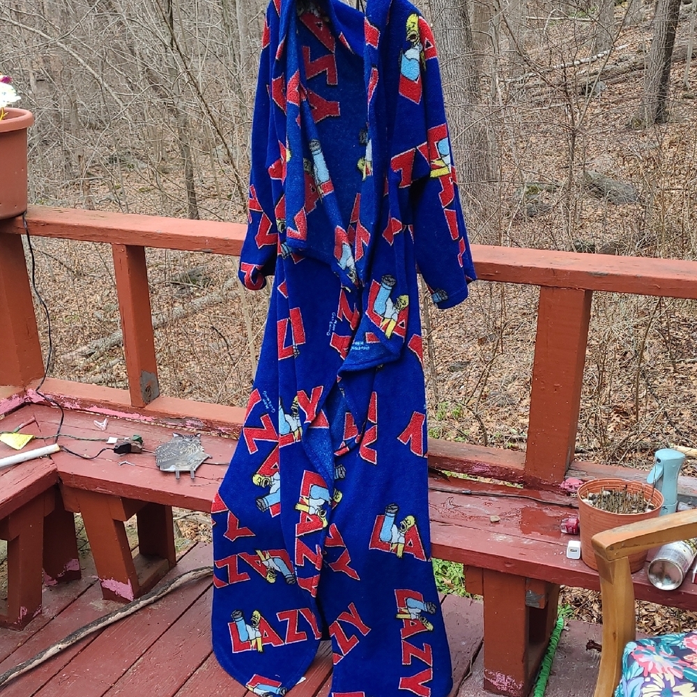 Blue Lazy Robe with Cartoon Print